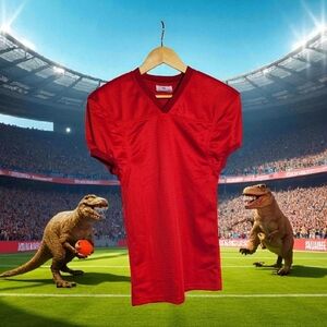 Vintage Teamwork Sz S Red Football V-Neck Sports Jersey